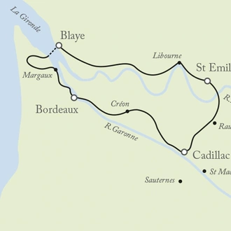 tourhub | Exodus | Cycling The Grand Crus of Bordeaux | Tour Map