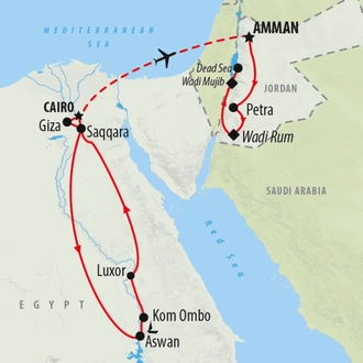 tourhub | On The Go Tours | Pyramids to Petra - 15 days | Tour Map