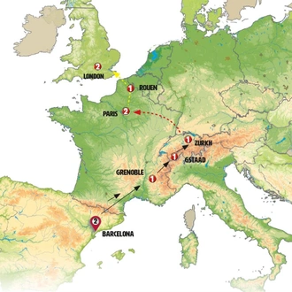 tourhub | Europamundo | Barcelona to Zurich | Tour Map