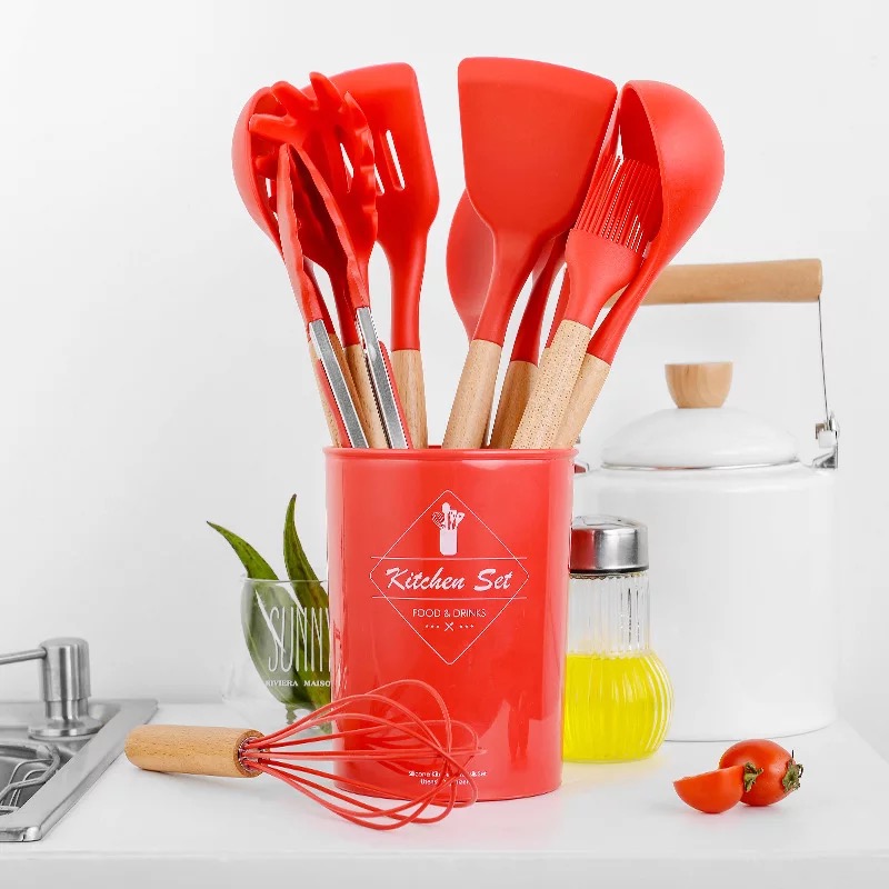 Silicone Utensil Set, Kitchen Utensil Set, Safety Cooking Utensils Set,  Non-stick Kitchen Cooking Turner, Spatula, Cooking Soup Spoon, Colander  Spoon, Whisk, Pasta Spoon, Tongs, Oil Brush, Cream Spetula, Kitchen Stuff,  Kitchen Gadgets 