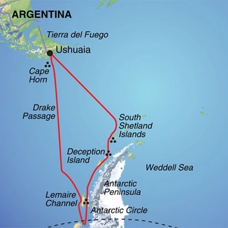 tourhub | Exodus | Antarctic Circle Quest | Tour Map
