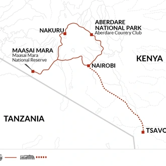 tourhub | Explore! | Upgraded - Highlights of Kenya & Tsavo | Tour Map