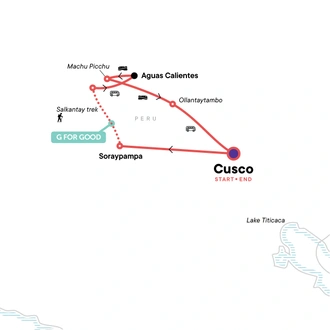 tourhub | G Adventures | Salkantay Trek & Machu Picchu | Tour Map