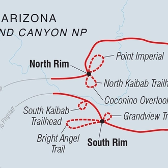 tourhub | Intrepid Travel | Hiking in the Grand Canyon: North & South Rims | Tour Map