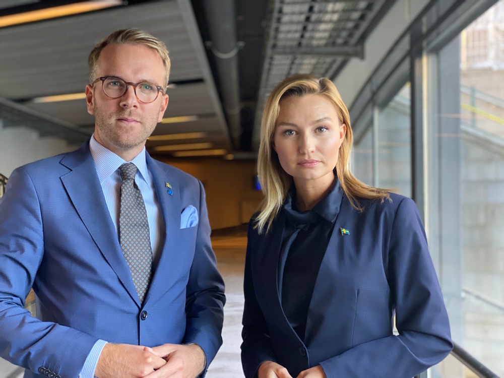 Kristdemokraternas rättspolitiske talesperson Andreas Carlson och partiledare Ebba Busch