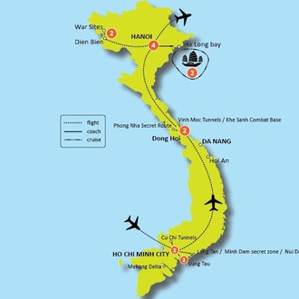 tourhub | Tweet World Travel | 15-DAY VIETNAM BATTLEFIELD TOUR | Tour Map