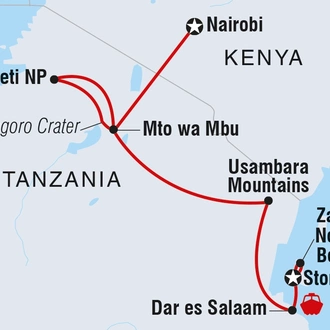 tourhub | Intrepid Travel | Road to Zanzibar | Tour Map