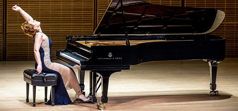 Karine Poghosyan playing a Steinway piano.