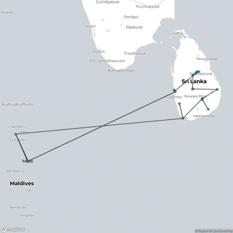 tourhub | Today Voyages | Sri Lanka And Maldives Combine Tour 12N/13D SL&ML/202/E | Tour Map