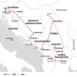 tourhub | Explore! | Balkans Rail Adventure | Tour Map