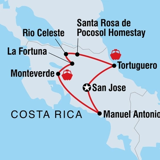 tourhub | Intrepid Travel | Classic Costa Rica | Tour Map