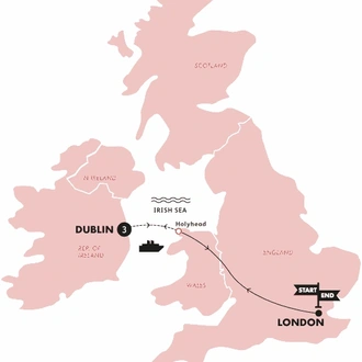 tourhub | Contiki | St. Patrick's Day | London to London | Winter | 2024/2025 | Tour Map