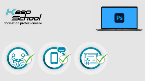 Représentation de la formation : ⭐Photoshop préparation TOSA : Cours particuliers en présentiel (40h) + e-learning + certification TOSA⭐