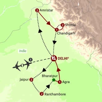 tourhub | Saga Holidays | The Great Indian Rail Journey | Tour Map