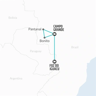 tourhub | Bamba Travel | Pantanal, Bonito & Iguazu Adventure 9D/8N (from Campo Grande) | Tour Map