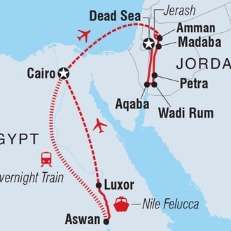 tourhub | Intrepid Travel | Egypt and Jordan Family Holiday  | Tour Map