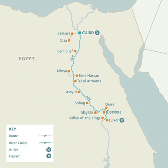 tourhub | Riviera Travel | Wonders of the Nile: Cairo to Luxor | Tour Map