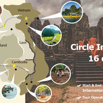 tourhub | Prestigo Asia | Circle Indochine 16 Days - Thailand /Vietnam/Cambodia and Laos | Tour Map