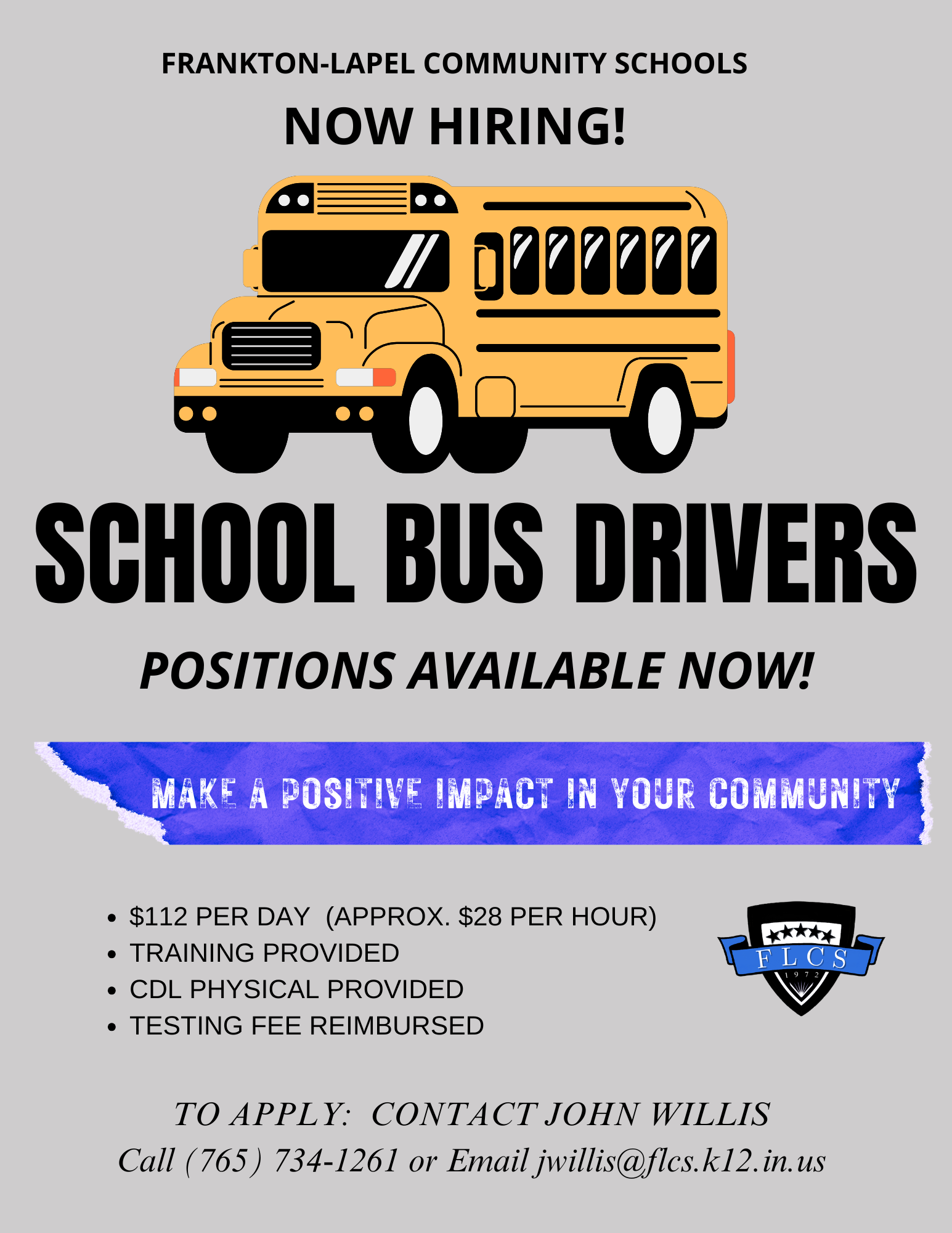 School Bus Drivers Needed