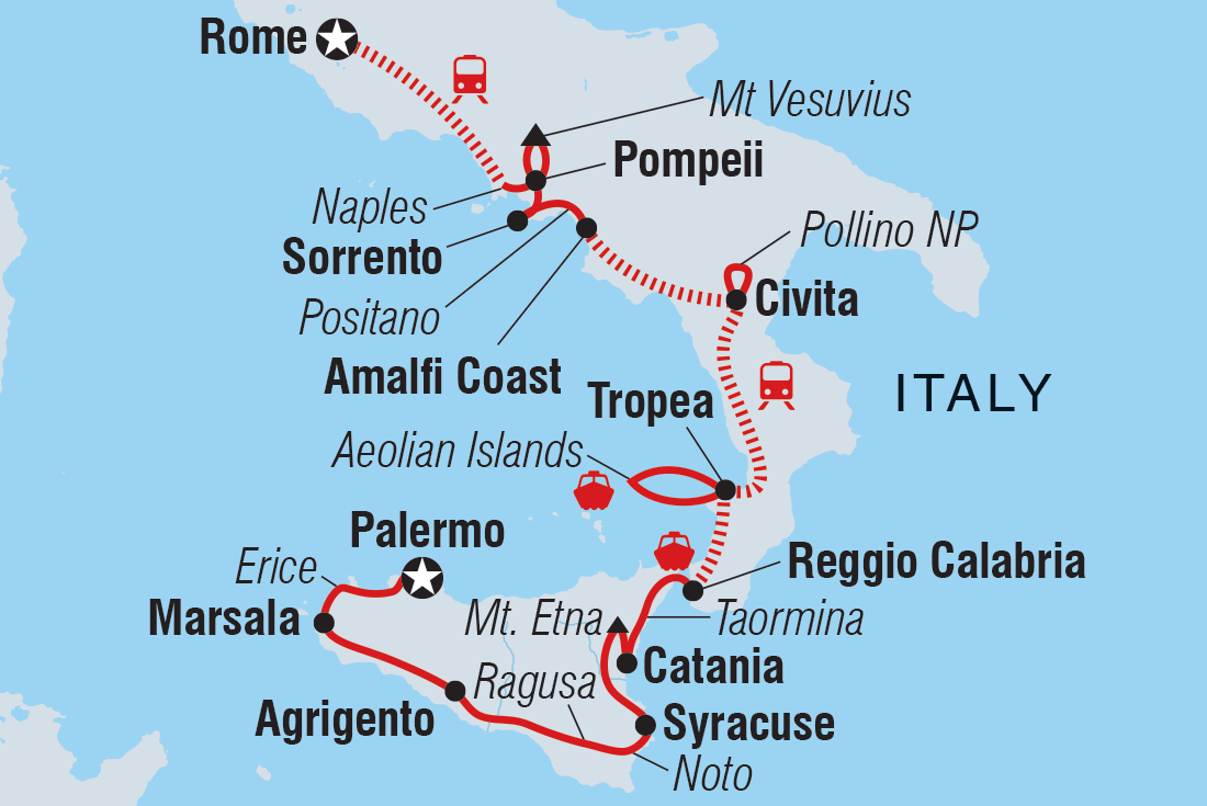 tourhub | Intrepid Travel | Rome to Sicily | Tour Map