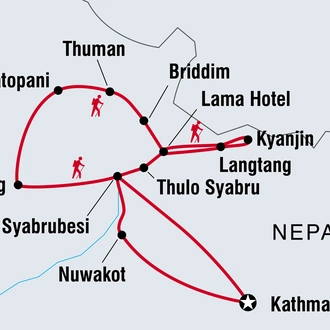 tourhub | Intrepid Travel | Tamang Heritage & Langtang Valley Trek | Tour Map