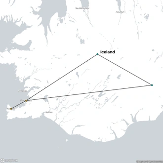 tourhub | Omega Tours | Icelandic Wonders: Northern Lights & Glacier Lagoon | Tour Map