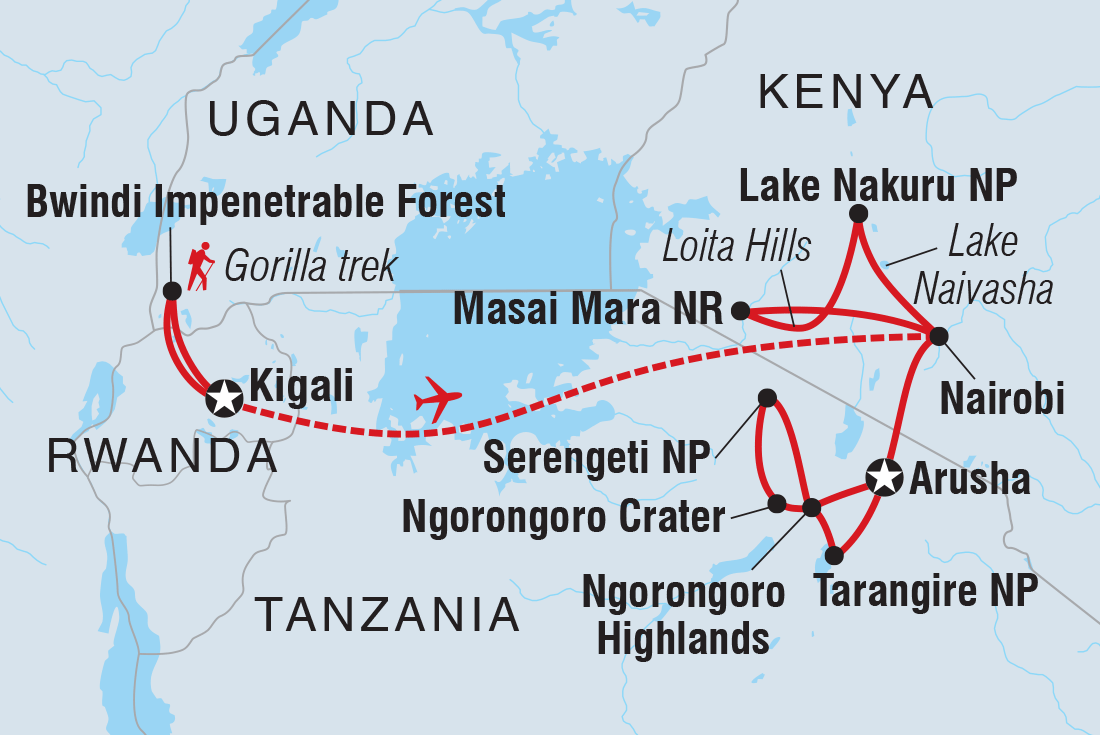 tourhub | Intrepid Travel | Premium East Africa in Depth | Tour Map