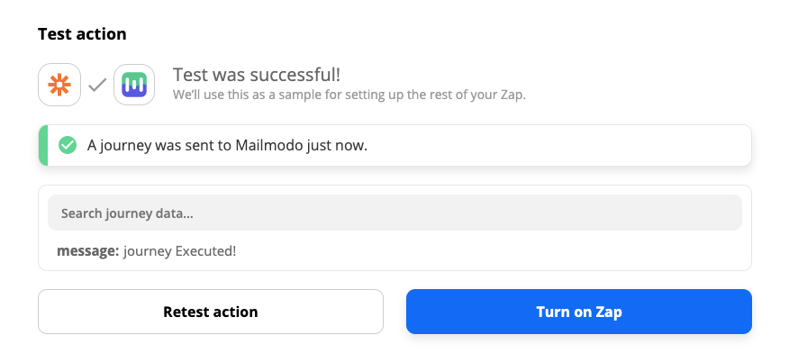 Trigger Journeys in Mailmodo through Zapier