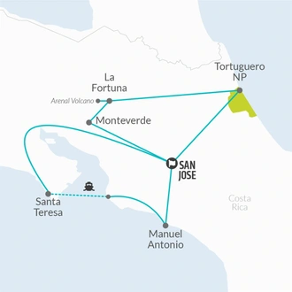 tourhub | Bamba Travel | Full Costa Rica Adventure 14D/13N | Tour Map