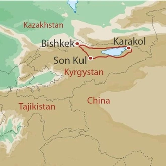 tourhub | World Expeditions | Kyrgyzstan & the Tian Shan Mountains | Tour Map