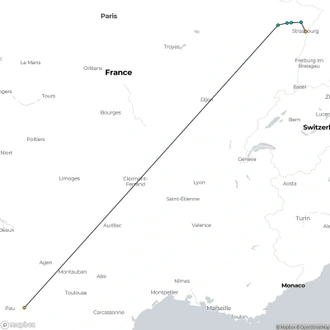 tourhub | CroisiEurope Cruises | A Charming Cruise through Alsace and Lorraine along the Marne-Rhine Canal (port-to-port cruise) | Tour Map