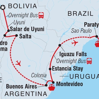tourhub | Intrepid Travel | Real Bolivia to Brazil | Tour Map