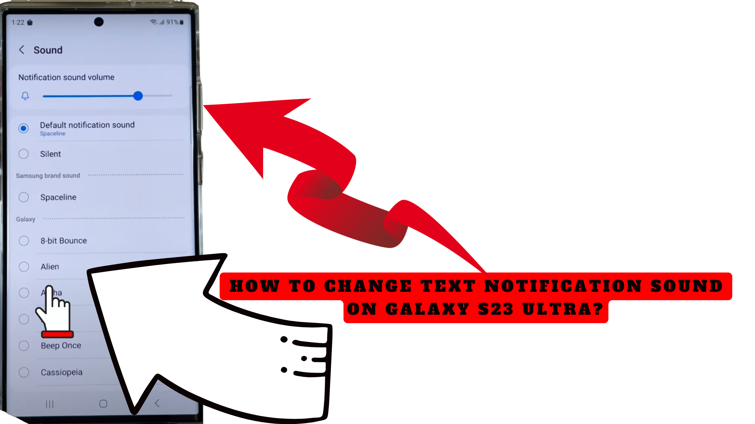 How To Change Text Notification Sound on Galaxy S23 Ultra | S23 | S23 Plus?
