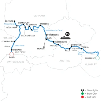 tourhub | Avalon Waterways | Enchanted Europe (Westbound) (Tranquility II) | Tour Map