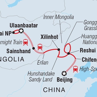 tourhub | Intrepid Travel | Trans-Mongolian Railway Adventure | Tour Map