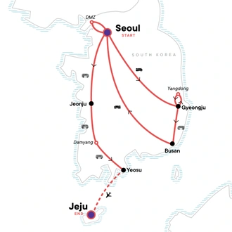 tourhub | G Adventures | Essential Korea | Tour Map