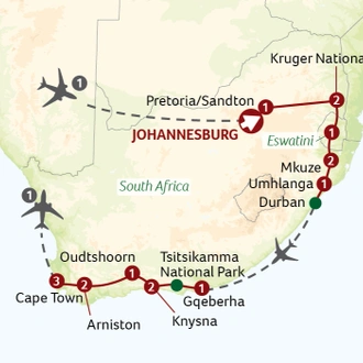 tourhub | Titan Travel | The Best of South Africa | Tour Map