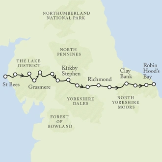 tourhub | Exodus | Walking from Coast to Coast | Tour Map