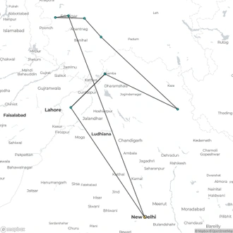 tourhub | Agora Voyages | North India, Himalaya & Valley of Kashmir Tour | Tour Map