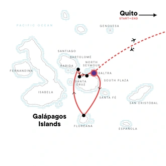 tourhub | G Adventures | Galápagos Land & Sea — Central & South Islands aboard the Yolita | Tour Map