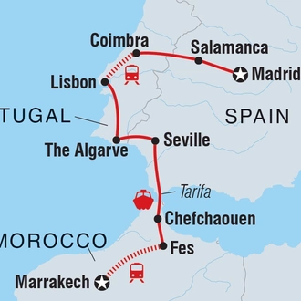 tourhub | Intrepid Travel | Madrid to Marrakech | Tour Map