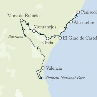 tourhub | Exodus | Cycling Valencia and the Orange Blossom Coast | Tour Map