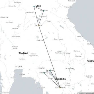 tourhub | All Points East | Indochina Adventure | Luang Prabang to Angkor | Tour Map