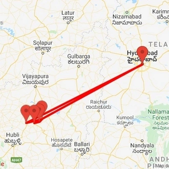 tourhub | Agora Voyages | Hyderabad to Badami Tour | Tour Map
