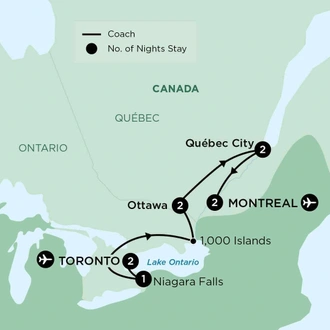 tourhub | APT | Discover Eastern Canada | Tour Map