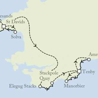 tourhub | Exodus | Highlights of the Pembrokeshire Coast | Tour Map