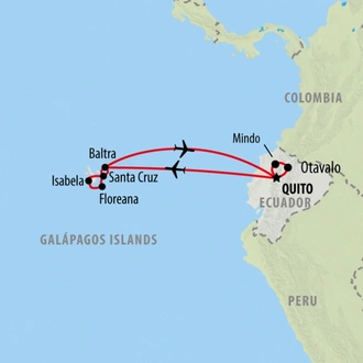 tourhub | On The Go Tours | Ecuador & Galapagos Island Hopping - 12 days | Tour Map