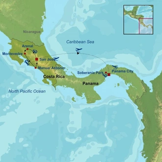 tourhub | Indus Travels | Treasures of Costa Rica and Panama | Tour Map