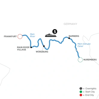 tourhub | Avalon Waterways | Festive Season in the Heart of Germany (Illumination) | Tour Map