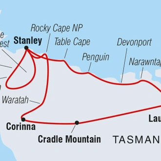 tourhub | Intrepid Travel | Best of Tasmania's Tarkine & Cradle Mountain | Tour Map